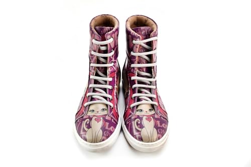 GOBY Long Boots - Handgefertigte Vegane Damenstiefel mit Print - Bequem - Langlebig - Multicolor Finish - Outdoor-Beständigkeit Mode-Booties von GOBY