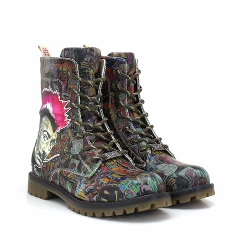GOBY Long Boots - Handgefertigte Vegane Damenstiefel mit Print - Bequem - Langlebig - Multicolor Finish - Outdoor-Beständigkeit Mode-Booties von GOBY