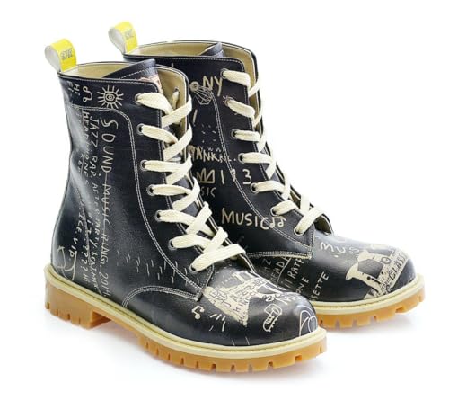 GOBY Long Boots - Handgefertigte Vegane Damenstiefel mit Print - Bequem - Langlebig - Multicolor Finish - Outdoor-Beständigkeit Mode-Booties von GOBY