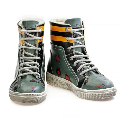 GOBY Long Boots - Handgefertigte Vegane Damenstiefel mit Print - Bequem - Langlebig - Multicolor Finish - Outdoor-Beständigkeit Mode-Booties von GOBY