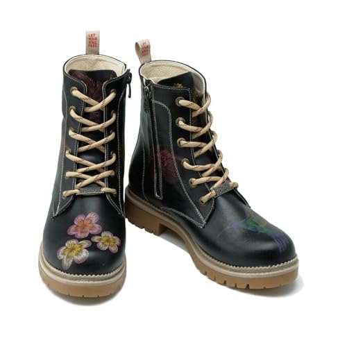 GOBY Long Boots - Handgefertigte Vegane Damenstiefel mit Print - Bequem - Langlebig - Multicolor Finish - Outdoor-Beständigkeit Mode-Booties von GOBY