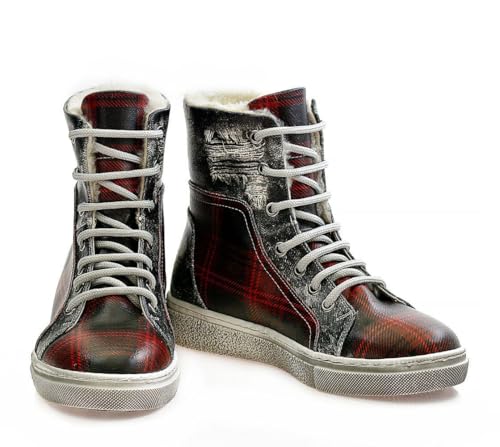 GOBY Long Boots - Handgefertigte Vegane Damenstiefel mit Print - Bequem - Langlebig - Multicolor Finish - Outdoor-Beständigkeit Mode-Booties GOBY Long Boots - Handgefertigte Vegane Damenstiefel mit Print - Bequem - Langlebig - Multicolor Finish - Outdoor-Beständigkeit Mode-Booties von GOBY