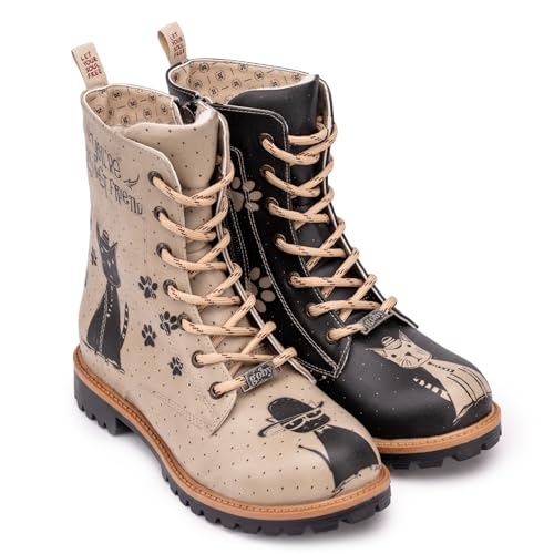 GOBY Long Boots - Handgefertigte Vegane Damenstiefel mit Print - Bequem - Langlebig - Multicolor Finish - Outdoor-Beständigkeit Mode-Booties von GOBY