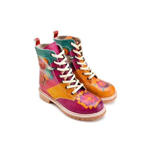 GOBY Long Boots - Handgefertigte Vegane Damenstiefel mit Print - Bequem - Langlebig - Multicolor Finish - Outdoor-Beständigkeit Mode-Booties von GOBY