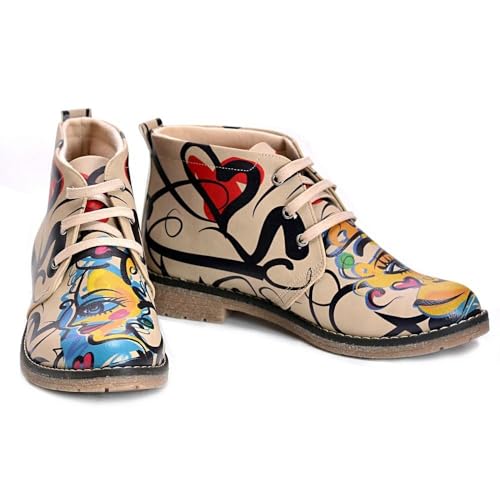 GOBY Stiefelette - Damenstiefel Mit Druck - Bequemes Design - langlebige Mehrfarbige Lackierung - Strapazierfähigkeit im Freien von GOBY