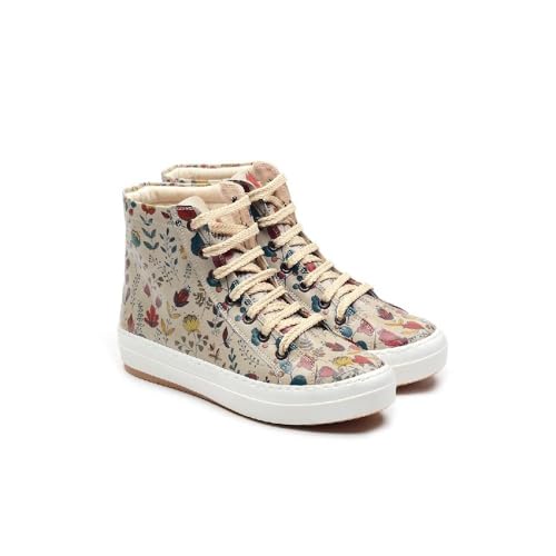 GOBY Sneaker Boots - Handgefertigte Vegane Damenstiefeletten mit Print - Bequem - Langlebig mit Mehrfarbigem Finish - Outdoor-Beständigkeit Mode-Stiefelette von GOBY