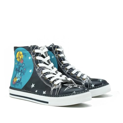 GOBY Sneaker Boots - Handgefertigte Vegane Damenstiefeletten mit Print - Bequem - Langlebig mit Mehrfarbigem Finish - Outdoor-Beständigkeit Mode-Stiefelette Music Star von GOBY