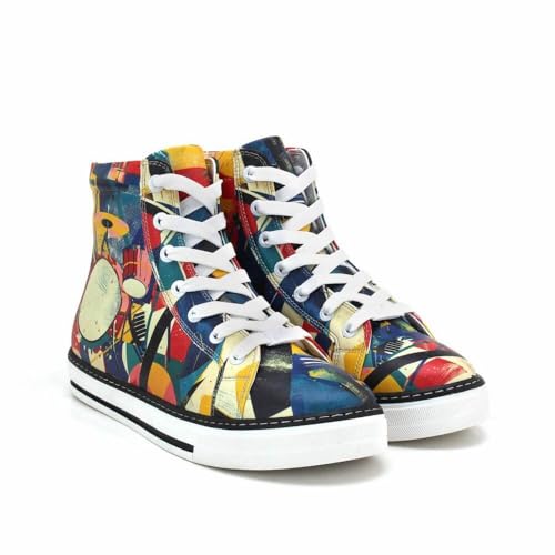 GOBY Sneaker Boots - Handgefertigte Vegane Damenstiefeletten mit Print - Bequem - Langlebig mit Mehrfarbigem Finish - Outdoor-Beständigkeit Mode-Stiefelette von GOBY