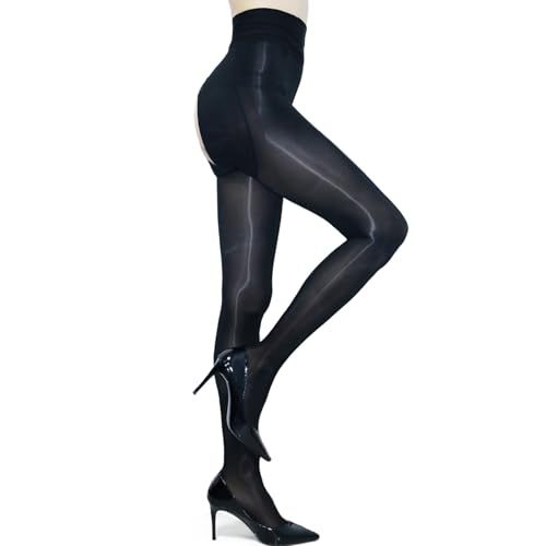 GOCBOBO Damen GläNzend Öl Strumpfhose Große Größen Sexy Seide Reißfest Hohe Taille Strumpfhose Schwarz von GOCBOBO