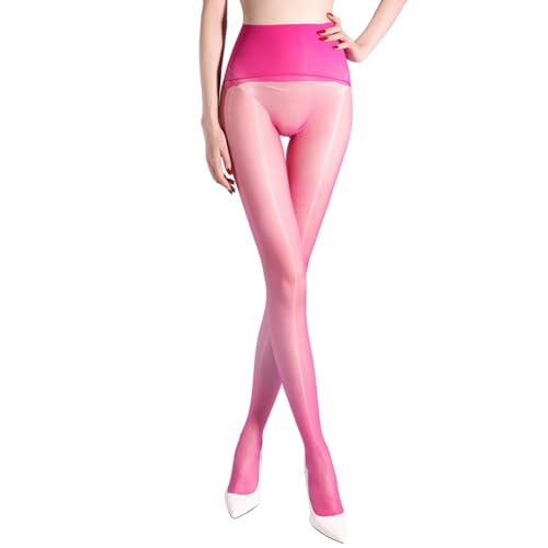 GOCBOBO Damen Nahtlose Strumpfhose Glänzend Ultradünn Transparent Strumpfhose Ohne Naht 5 Denier Rosa von GOCBOBO