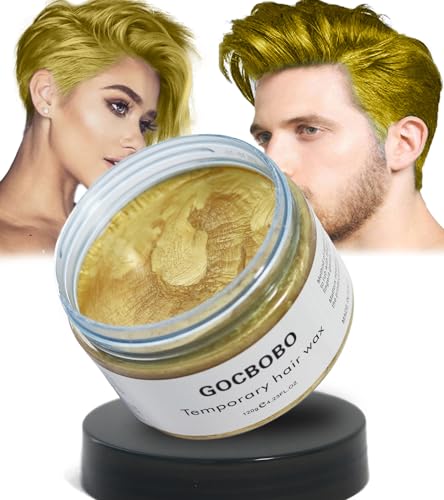 GOCBOBO Temporäres Haarfarbe Wachs Waschbare Gold Haarwachs Männer Frauen DIY Farbwachs für Party Cosplay Halloween 4,23 Unzen von GOCBOBO