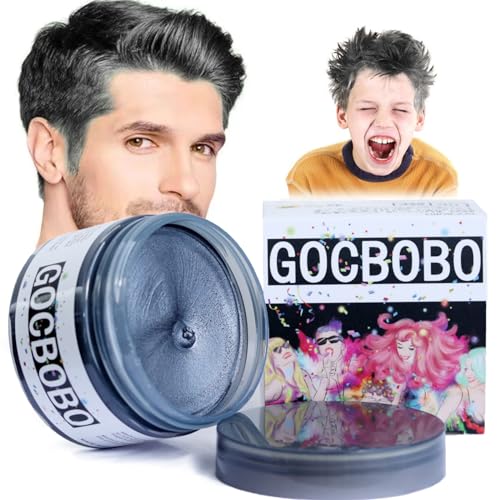 Temporäre Haarfarbe Wachs Schwarz Unisex Natürlich Haarfarbe Auswaschbar Modellierwachs für Party Cosplay Halloween (4,23 Unzen) von GOCBOBO