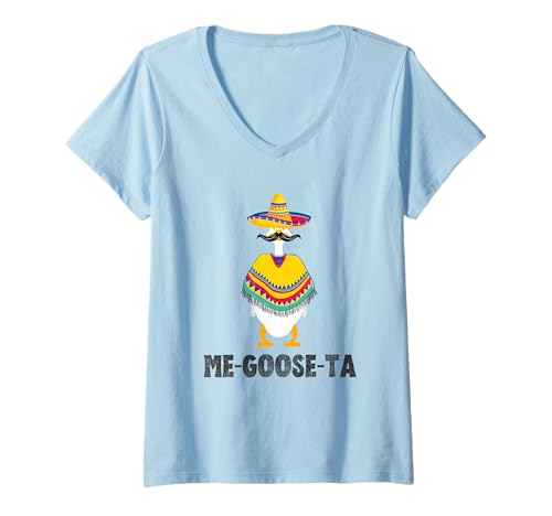 Damen Lustiges mexikanisches Shirt, ME-Goose-TA Me-Gusta Wortspiel T-Shirt mit V-Ausschnitt Damen Lustiges mexikanisches Shirt, ME-Goose-TA Me-Gusta Wortspiel T-Shirt mit V-Ausschnitt von GOD'S SILLIEST GOOSE