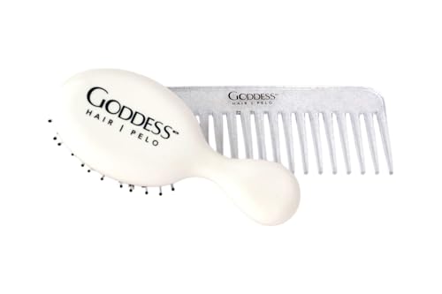 2 Stück Haarbürste und Kammbürste für Damen, ideal für nasses oder trockenes Haar, Entwirrungsbürste für lange, dicke, dünne, lockige natürliche Haare (Weiß Mini) von GODDESS BCN HAIR PELO