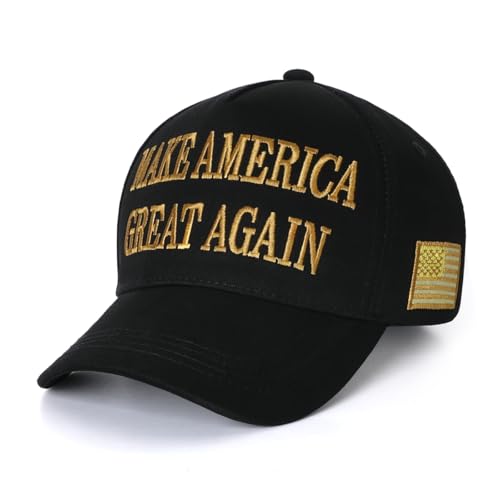 Trump MAGA Hat Make America Great Again Hat Never Surrender Donald Trump 2024 Hat American Flag Baseball Cap Muskstyle Hüte, Maga-Hut in Schwarz und Gold, Einheitsgröße von GODVINTAGE