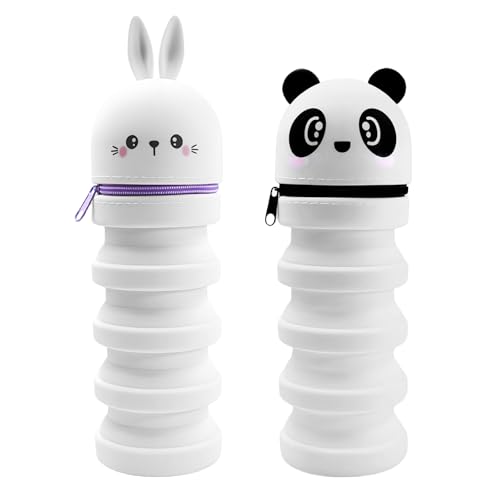 GOEDCH Silikon Federmäppchen: 2 Stück Federtasche aus Weichem Silikon, Weiß Reißverschluss Teleskopisc Stifthalter, Schlampermäppchen mit Panda und Kaninchen für Teenager, Mädchen GOEDCH Silikon Federmäppchen: 2 Stück Federtasche aus Weichem Silikon, Weiß Reißverschluss Teleskopisc Stifthalter, Schlampermäppchen mit Panda und Kaninchen für Teenager, Mädchen von GOEDCH