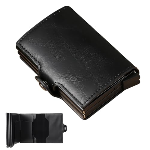 GOEDCH Wallet mit RFID Schutz: Automatisches Popup Geldbeutel Herren, Ultradünne Geldbörse mit Banknotenfächer, Slim Wallet, Geldbörse Herren, Leder Portmonee für Männer und Frauen (Schwarz) von GOEDCH