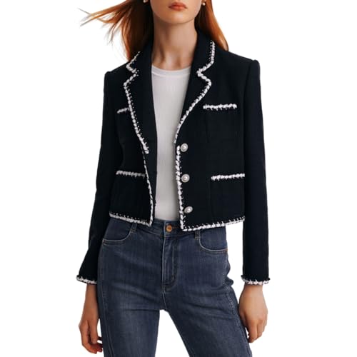 GOELIA 2025 Damen-Blazer, langärmelig, Arbeit, Büro, offene Vorderseite, Anzugjacke, Business-Blazer, Schwarz, S GOELIA 2025 Damen-Blazer, langärmelig, Arbeit, Büro, offene Vorderseite, Anzugjacke, Business-Blazer, Schwarz, S von GOELIA