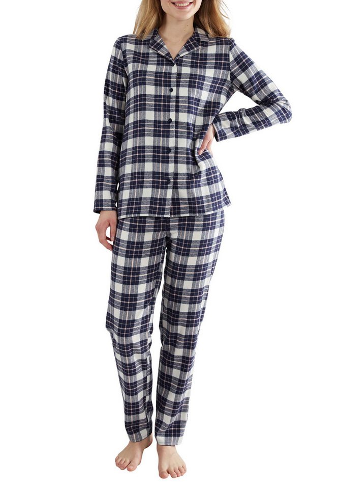 GÖTZBURG Pyjama GÖTZBURG Damen Pyjama blau kariert (1 tlg) von GÖTZBURG