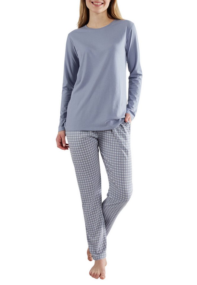 GÖTZBURG Pyjama GÖTZBURG Damen Pyjama blau kariert (1 tlg) von GÖTZBURG