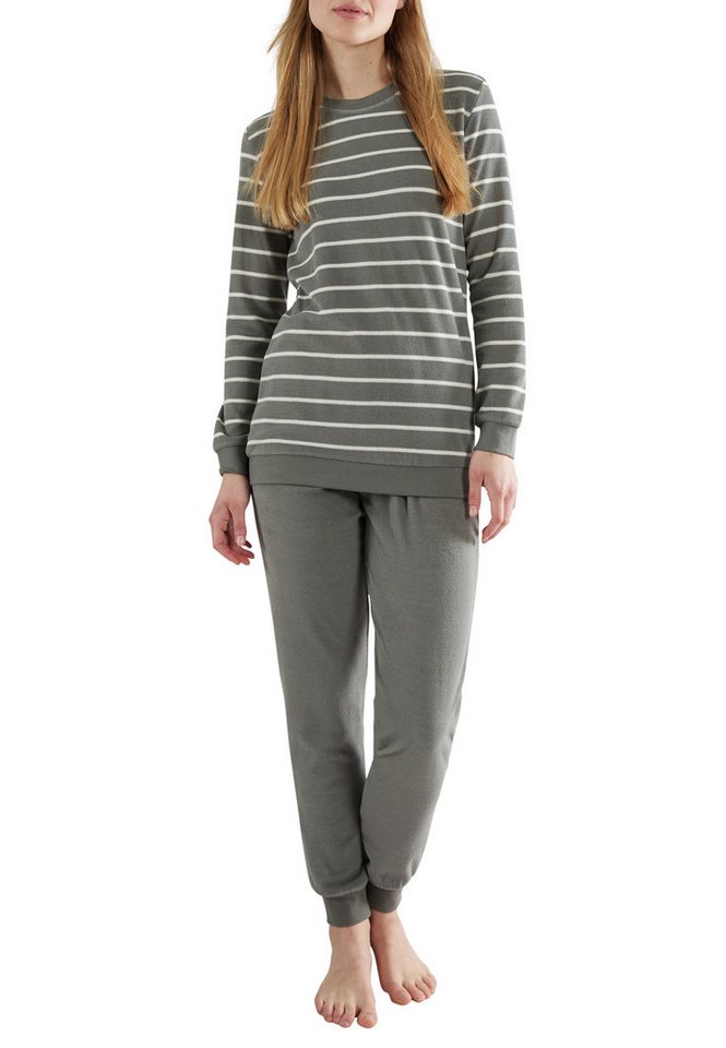 GÖTZBURG Pyjama GÖTZBURG Damen Pyjama grün quergestreift (1 tlg) von GÖTZBURG