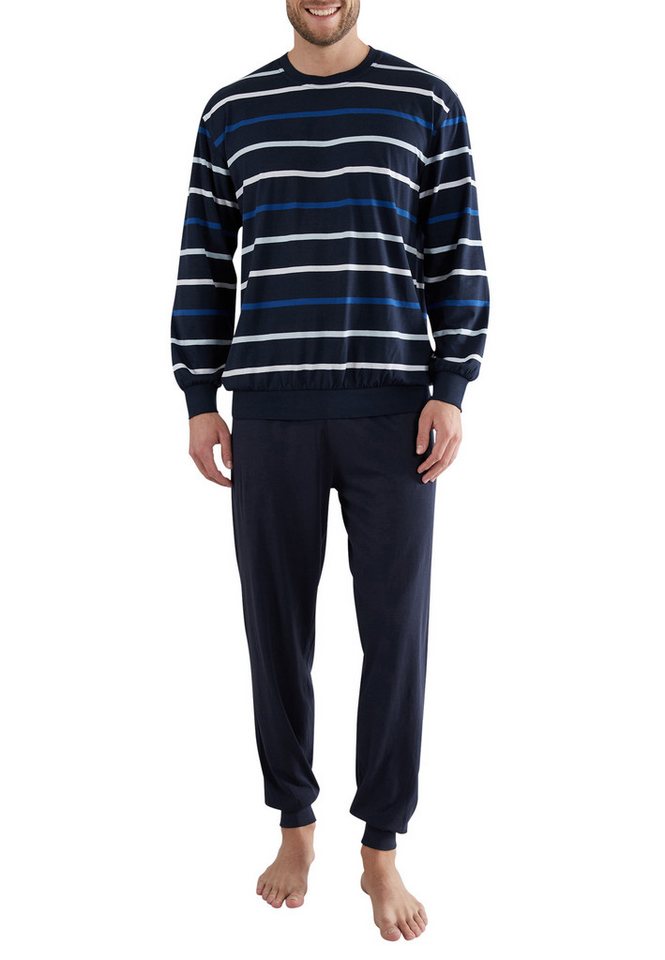 GÖTZBURG Pyjama GÖTZBURG Herren Pyjama blau quergestreift (1 tlg) von GÖTZBURG