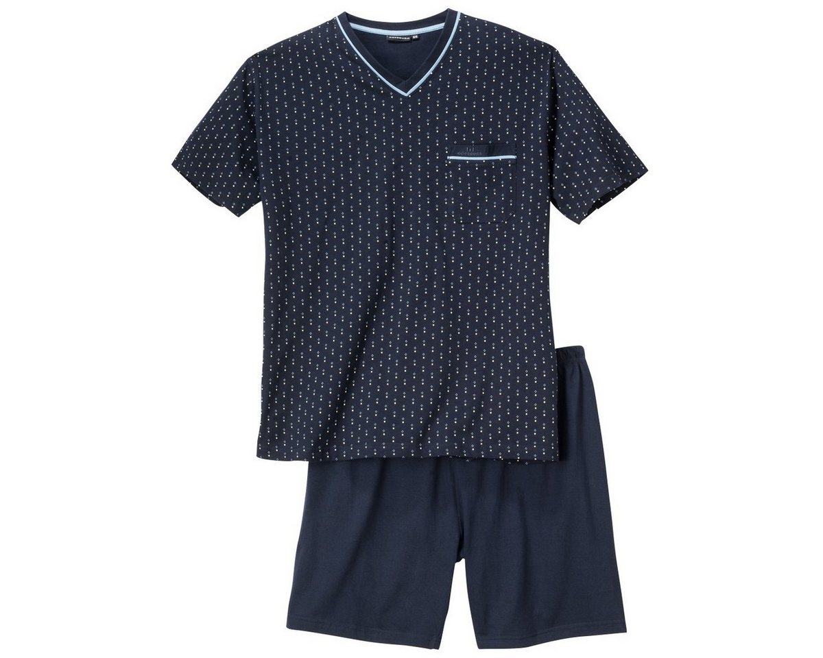 GÖTZBURG Shorty Übergrößen V-Neck Pyjama kurz navy mit Fantasiemuster von Götzburg (2 tlg) von GÖTZBURG