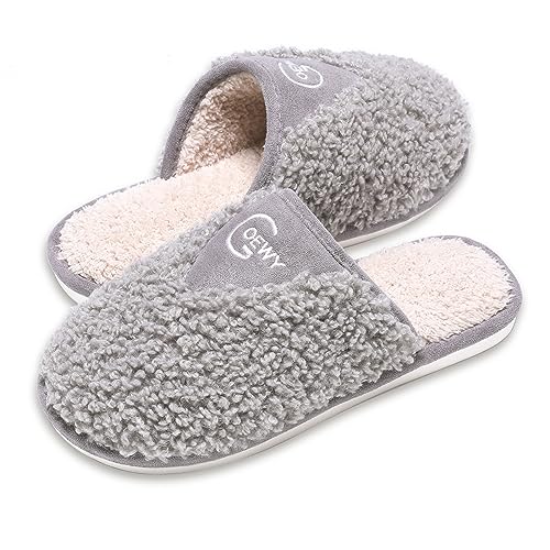 GOEWY Hausschuhe Damen Winter Pantoffeln Herren Plüsch Wärme Weiche Bequem Rutschfeste Memory Foam Slippers(Grau,41/42EU) von GOEWY