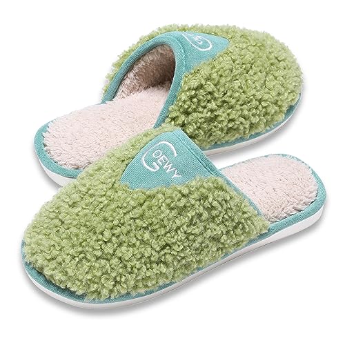 GOEWY Hausschuhe Damen Winter Pantoffeln Herren Plüsch Wärme Weiche Bequem Rutschfeste Memory Foam Slippers(Grün,37/38EU) von GOEWY