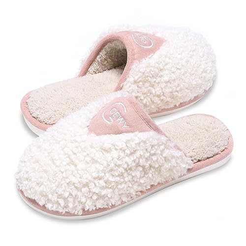 GOEWY Hausschuhe Damen Winter Pantoffeln Herren Plüsch Wärme Weiche Bequem Rutschfeste Memory Foam Slippers(Weiß,35/36EU) von GOEWY