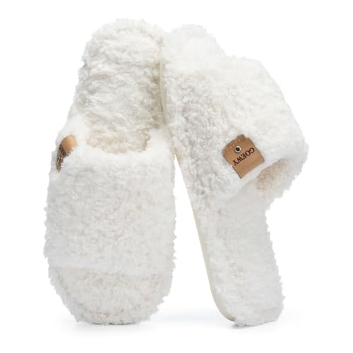 GOEWY Damen Hausschuhe mit Memory Foam - Kuschelige Offene Fersen Pantoffeln, Rutschfeste Sohle für Indoor/Outdoor Super weiche Fuzzy Schlupfpantoffeln als Geschenk für Frauen & Mütter von GOEWY