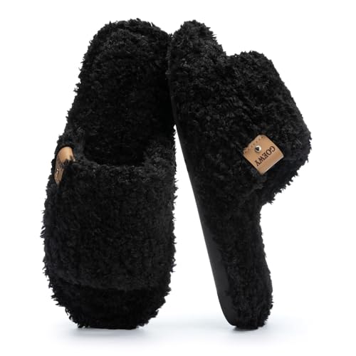 GOEWY Damen Hausschuhe mit Memory Foam - Kuschelige Offene Fersen Pantoffeln, Rutschfeste Sohle für Indoor/Outdoor Super weiche Fuzzy Schlupfpantoffeln als Geschenk für Frauen & Mütter von GOEWY