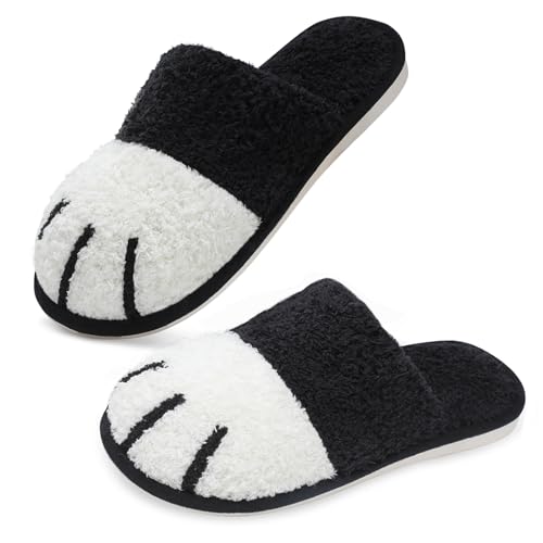 GOEWY Winter Hausschuhe Damen Süße Tiere Warme Plüsch Pantoffeln Herren Fußabdrücke von Hunden Indoor Outdoor Rutschfeste Slippers von GOEWY