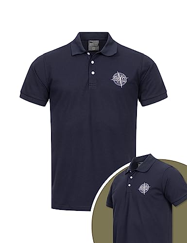 GOGLAND Noshak Herren Polo-Shirt Polokragen Oberteil für Männer Baumwollmischung Basic (as3, Alpha, l, Regular, Regular, Navy) von GOGLAND