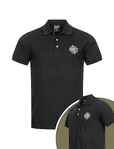 GOGLAND Noshak Herren Polo-Shirt Polokragen Oberteil für Männer Baumwollmischung Basic (as3, Alpha, l, Regular, Regular, Schwarz) von GOGLAND