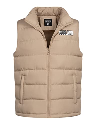 GOGLAND Tjörn Unisex Steppweste mit Stehkragen und durchgehendem Reißverschluss, Seitentaschen und Innentasche, Unisex für Damen und Herren in 8 Farben (as3, alpha, l, regular, regular, beige) von GOGLAND