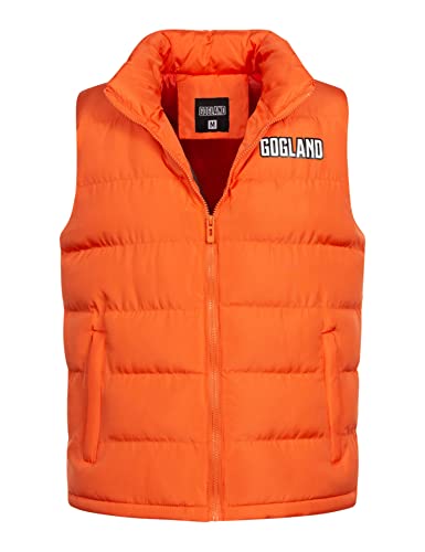 GOGLAND Tjörn Unisex Steppweste mit Stehkragen und durchgehendem Reißverschluss, Seitentaschen und Innentasche, Unisex für Damen und Herren in 8 Farben (as3, alpha, l, regular, regular, orange) von GOGLAND