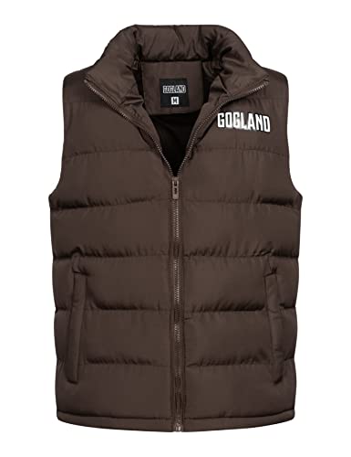 GOGLAND Tjörn Unisex Steppweste mit Stehkragen und durchgehendem Reißverschluss, Seitentaschen und Innentasche, Unisex für Damen und Herren in 8 Farben (as3, alpha, x_l, regular, regular, braun) von GOGLAND