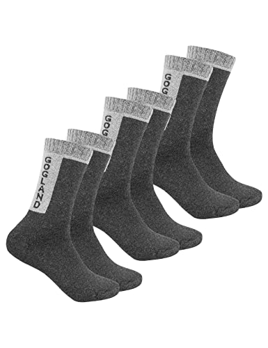 GOGLAND Trekking Outdoor Socken 3 Paar/Schwarz Grau/gepolsterte Wandersocken Wadenlang/Baumwollmischung Sportsocken (as3, numeric, numeric_43, numeric_46, regular, regular, Grau) von GOGLAND