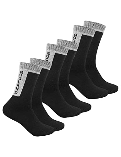 GOGLAND Trekking Outdoor Socken 3 Paar/Schwarz Grau/gepolsterte Wandersocken Wadenlang/Baumwollmischung Sportsocken (as3, numeric, numeric_43, numeric_46, regular, regular, Schwarz) von GOGLAND