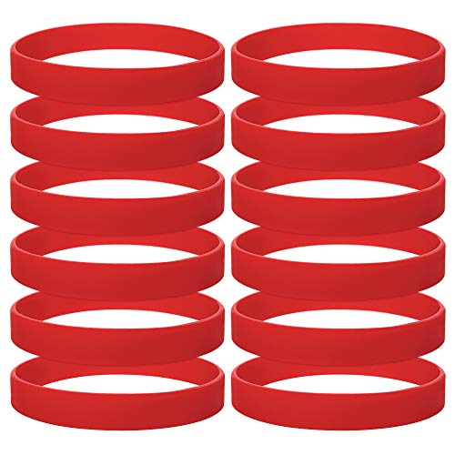 GOGO 12 Stück Silikonarmband Silikon Jelly Armbänder für Kinder, Gummi Armreifen für Partyzubehör- Rot von GOGO