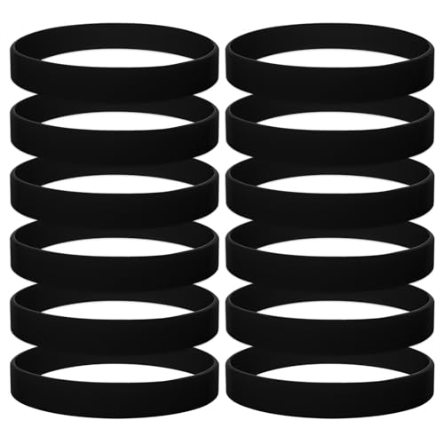 GOGO 12 Stück Silikonarmband Silikon Jelly Armbänder für Erwachsene, Gummi Armreifen, Partyzubehör- Schwarz von GOGO