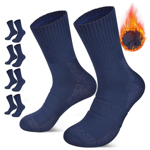 GOGOGOAL Gepolsterte Thermosocken für Herren und Damen, Stiefelsocken, Wintersport, Wandern, Skifahren, Arbeit, Größe 38-42, Marineblau, Größe 4P M, Marineblau, 4 Paar, Medium von GOGOGOAL