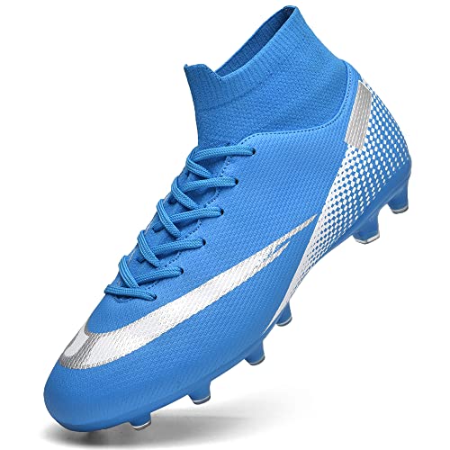 GOGOUP Fußballschuhe Herren High Top Spikes Jungen Fussballschuhe Outdoor Athletics Trainingsschuhe Professionelle Sport Fußball Stiefel 1-Blau 38 EU von GOGOUP