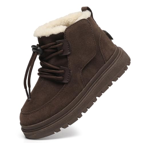 GOGOUP Kinder Schneestiefel Wasserdicht Winterstiefel Warm Gefüttert Winterboots für Mädchen Jungen Outdoor rutschfest Winterschuhe Schneeschuhe 1-DunkelBraun 30 EU von GOGOUP