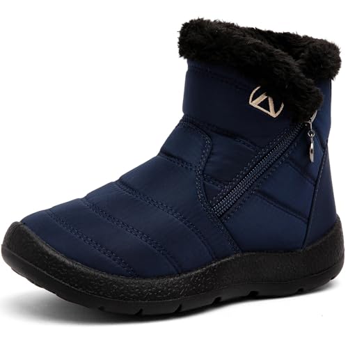 GOGOUP Kinder Schneestiefel Wasserdicht Winterstiefel Warm Gefüttert Winterboots für Mädchen Jungen Outdoor rutschfest Winterschuhe Schneeschuhe Blau 31 EU von GOGOUP