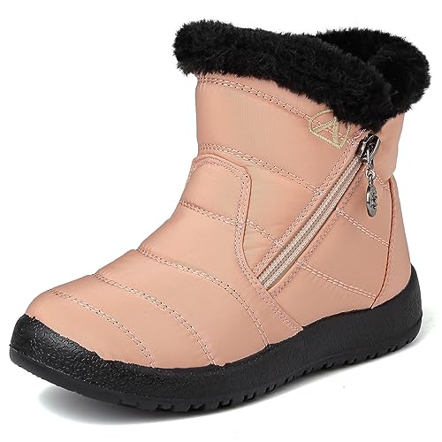 GOGOUP Kinder Schneestiefel Wasserdicht Winterstiefel Warm Gefüttert Winterboots für Mädchen Jungen Outdoor rutschfest Winterschuhe Schneeschuhe Pink 31 EU von GOGOUP