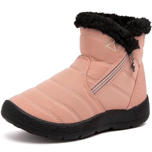 GOGOUP Kinder Schneestiefel Wasserdicht Winterstiefel Warm Gefüttert Winterboots für Mädchen Jungen Outdoor rutschfest Winterschuhe Schneeschuhe Pink 32 EU von GOGOUP