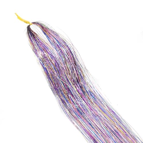16 Farben Glitzer-String-Extensions, 22 Zoll/55 cm glänzende Fäden, Glitzer-Haar-Lametta-Set, Gold-Seidenhaar-Damen-Kopfschmuck(Clear) von GOHAPY