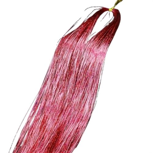 18 Farben Glitzer-String-Extensions, 9 Zoll glänzende Fäden Glitzer-Haar-Lametta-Set, Seiden-Haar-Accessoires for Damen-Kopfschmuck(Deep pink) von GOHAPY